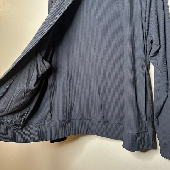 Tommy John Brushed Full Zip Ribbed Hooded Jacket Grey Phantom Men Med Loungewear - Picture 6 of 8